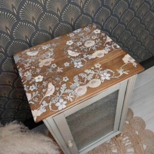 Commode grise peinte avec oiseaux Calies Home