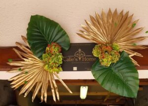 Composition florale avec carte de visite Calies Home